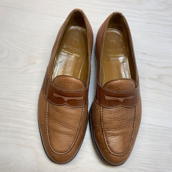 Gravati Penny Loafer Mens Sz 8.5 Brown Leather Dress Shoes Handmade Italy Formal